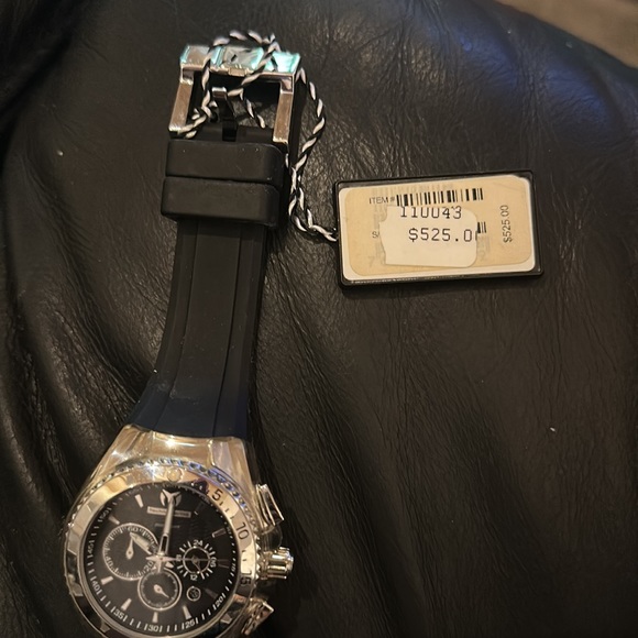 NWT Techno Marine Stainless Chronograph Watch model 110043.  Black Dial - Picture 2 of 4